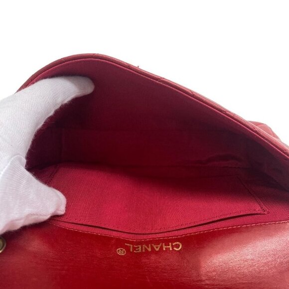 Authentic CHANEL 24K Vintage Classic Single Flap Bag Quilted Lambskin Chain Red - Picture 8 of 8